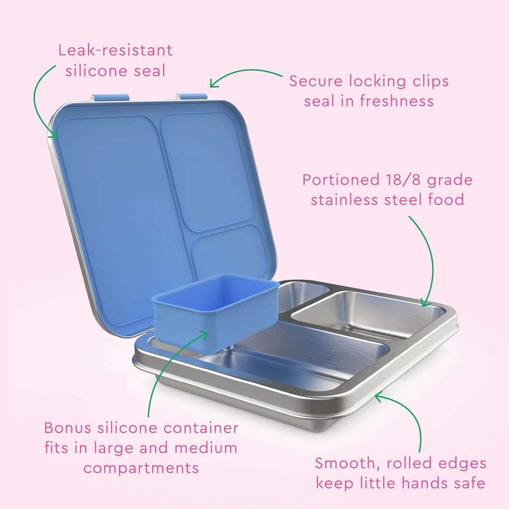 Kids Insulated Lunch Bag and Stainless Steel Lunch Box Set
