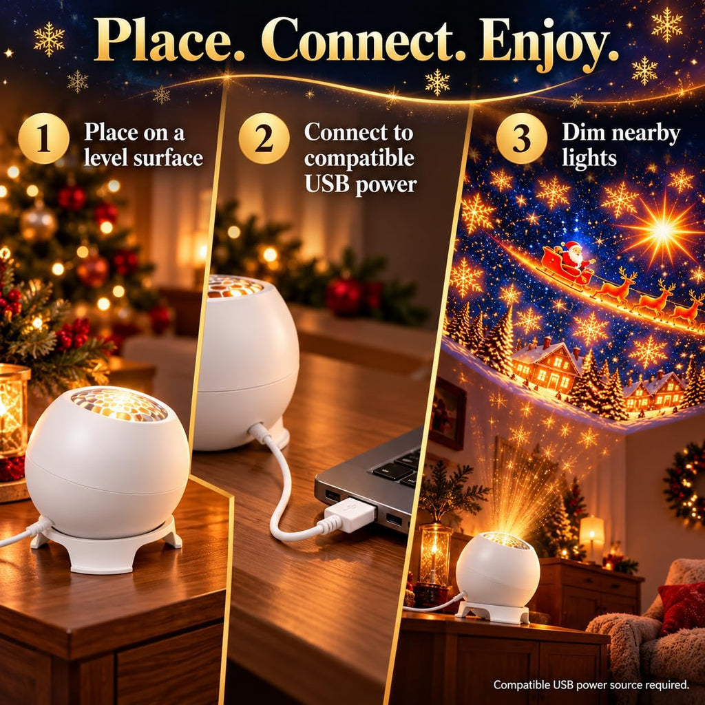 Christmas Projector, USB-Powered Indoor Holiday Projection Night Light (2 Pcs)
