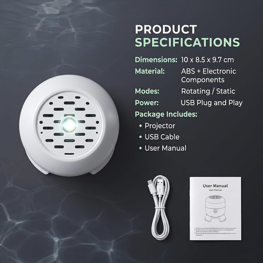 Night Light Projector, Dynamic Rotating Ocean Wave LED Lamp, Galaxy Projector for Bedroom with 360° Moving Projection (World Cup)