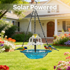 Solar Cascade Hanging Bird Bath Fountain, 9.25" W Solar Powered Outdoor Decor