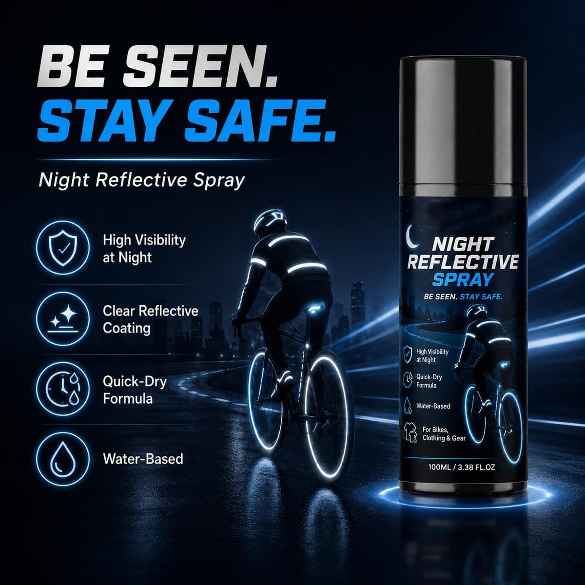 Reflective Spray Paint, Clear Night Coating, Weather-Resistant, 100 mL (2 Pcs)