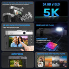 5K Digital Camera, Autofocus Point-and-Shoot Camera