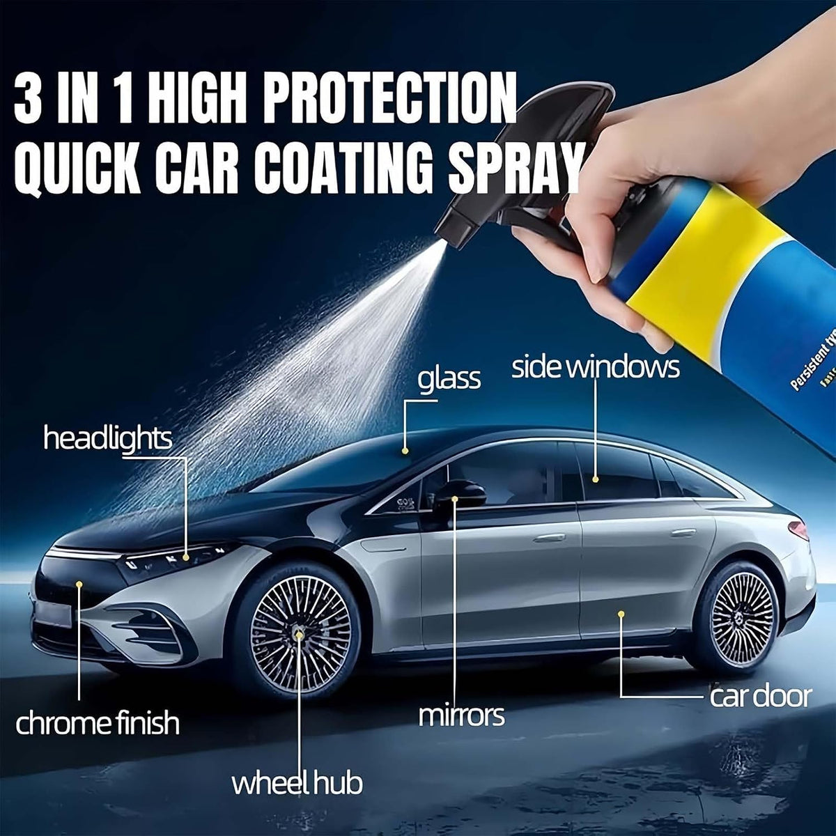 Car Coating Spray Quick Shine Protection For Auto Surfaces (3 Pcs) Creates A Glossy Finish While Refreshing Vehicle Surfaces Without Traditional Washing Steps.