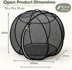 rolling cat playpen with Top Handle, Foldable Mesh, 27.6 in (Black) Black mesh cat playpen with a top handle, zippered opening and foldable design; 27.6 x 27.6 x 27.6 in when open.
