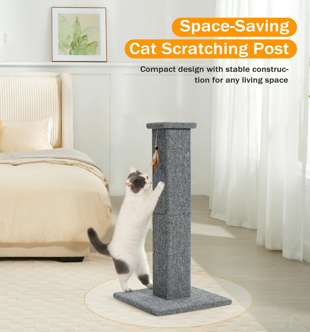 Made4Pets Cat Scratching Post, 32" Carpet Cat Scratcher for Indoor Cats