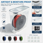 Filament Storage Box, Airtight Container for Single 500g Small Spools 4 pcs Transparent Airtight Dry Storage Boxes with Desiccants and Label for 3D Printer Filament Sealing and Protection