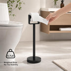 Stainless Steel Toilet Paper Holder Stand with Weighted Base, Free Standing Bathroom Tissue Holder