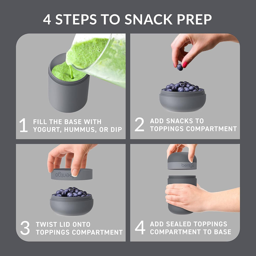 Modern Bento-Style Lunch Box Set With Reusable Snack Cup (Dark Gray)