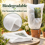 Plant Frost Protection Covers with Viewing Window, Drawstring (80 * 100cm*2,White)