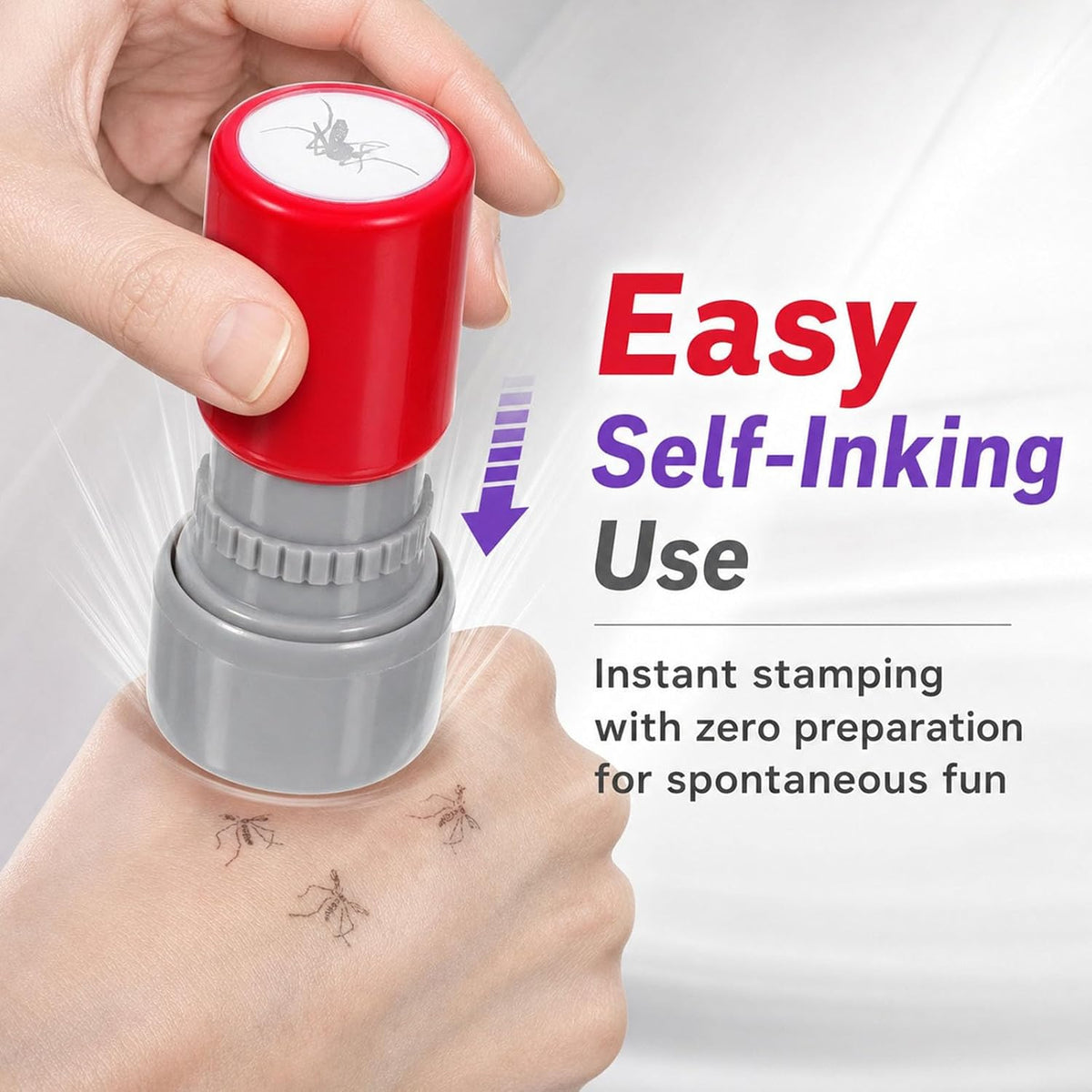Mosquito Smack Stamp 2 Pack with Live Style & Crushed Style Imprints, Funny Fake Mosquito Stamp for Party, Office, April Fool’s Day Fun Gift