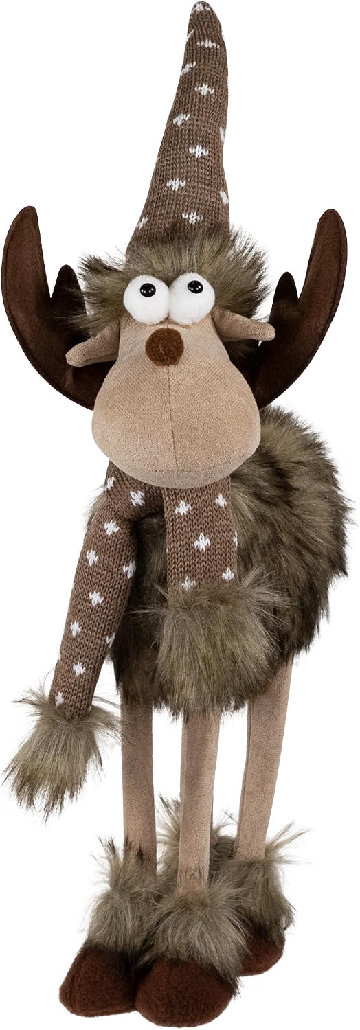Standing Four Legged Moose Christmas Figure - 19" - Brown and White