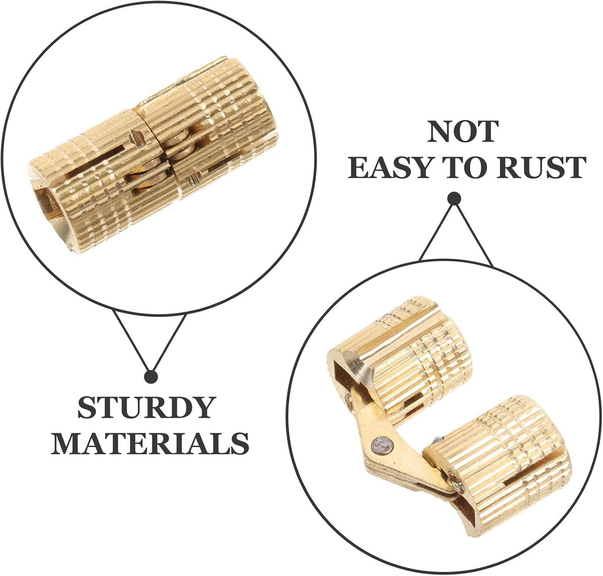 6pcs 6mm Brass Concealed Barrel Hinges for Jewelry Boxes and Small Furniture, 180 Degree Folding Covered Hinges with Dust-Resistant Surface, for DIY Hand Craft Cabinet Doors