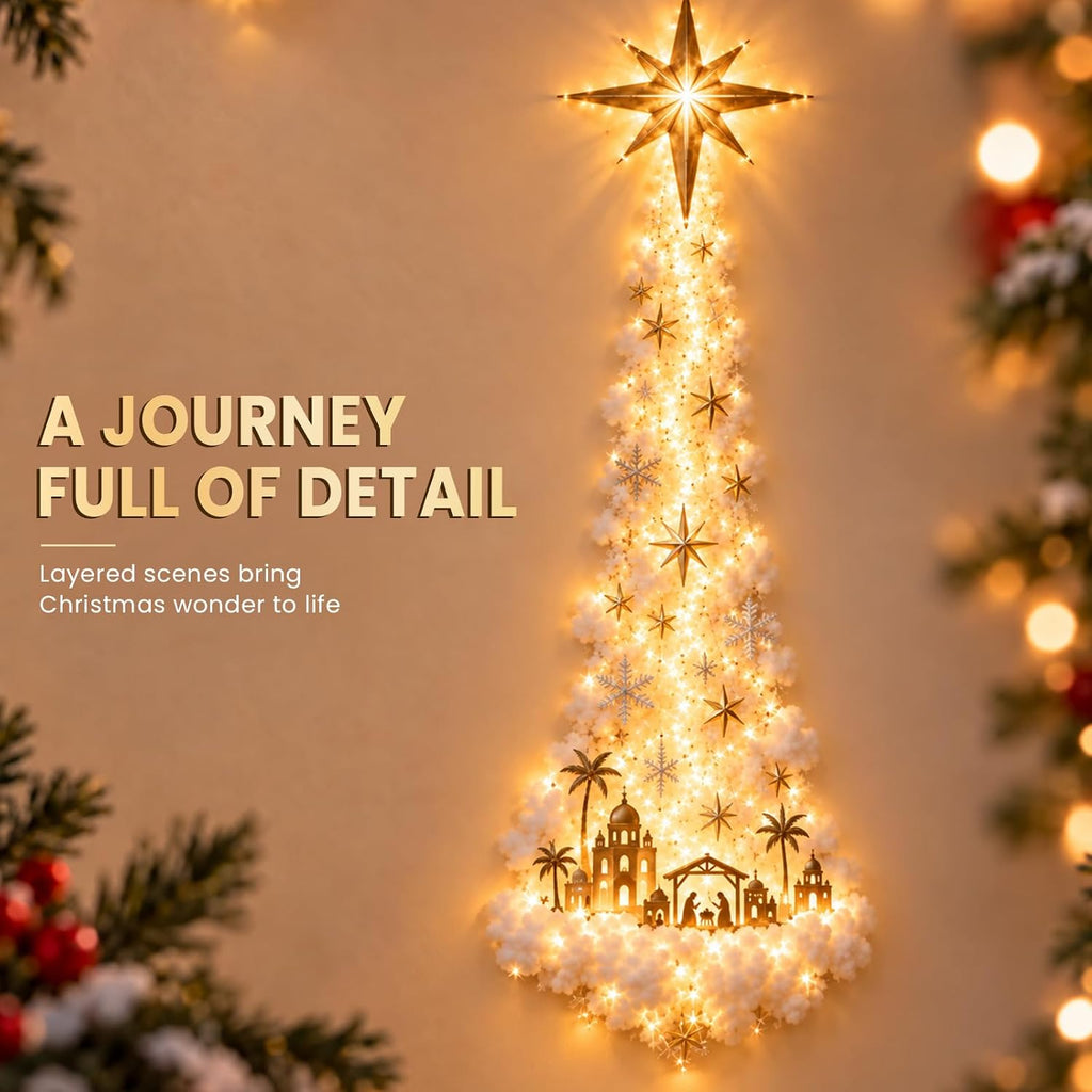 AUOBAG Christmas Wall Decor Lights, LED Christmas Decorations Indoor (Nativity Star)