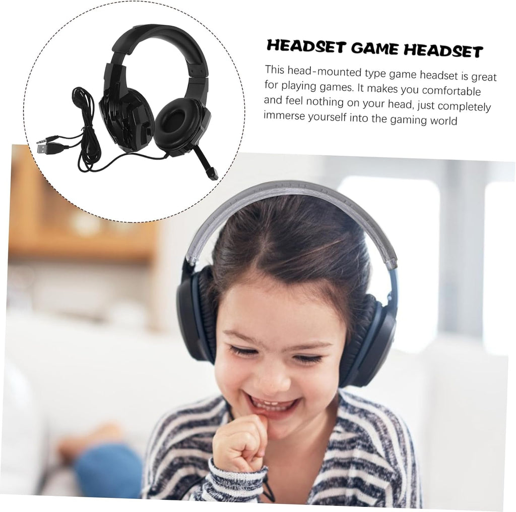 i3000 Gaming Headset with Mic, Black Plastic Over Ear Computer Stretchable Fit, Wired Use, Omnidirectional Microphone, Luminous Style, Gaming Scenario, Long Wear Comfort