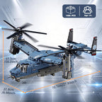 Military Helicopter Building Kit, V-22 Osprey Aircraft Model, 1,486 Pieces