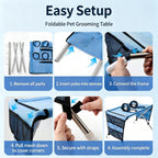 Dog Shower Hammock, Chair & Holder Stand – 2026 Upgrade Foldable，Blue