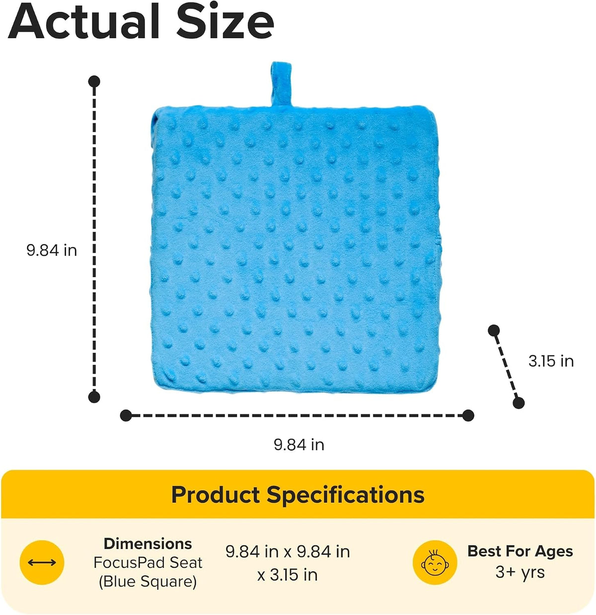 Special Needs Essentials FocusPad Vibrating Sensory Seat Cushion - Wiggle Seat & Foot Fidget for Kids and Adults with ADHD or Autism, Classroom & Home | Blue Textured Square