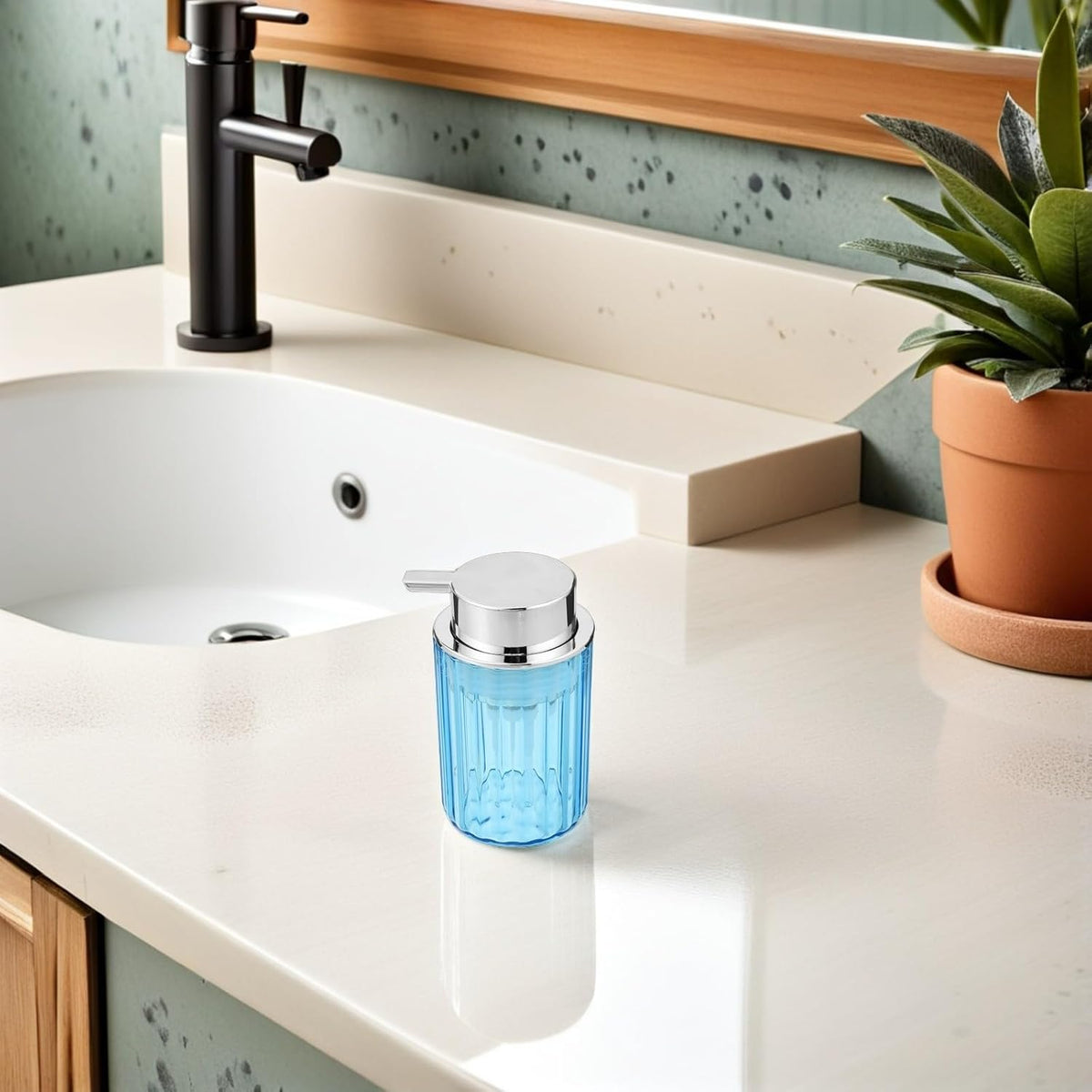 Plastic Foaming Soap Dispenser Pump Bottle for Bathroom Travel Refillable Design, Easy Dispensing Control, Countertop Organization, for Shower Gel and Liquid Soap Use