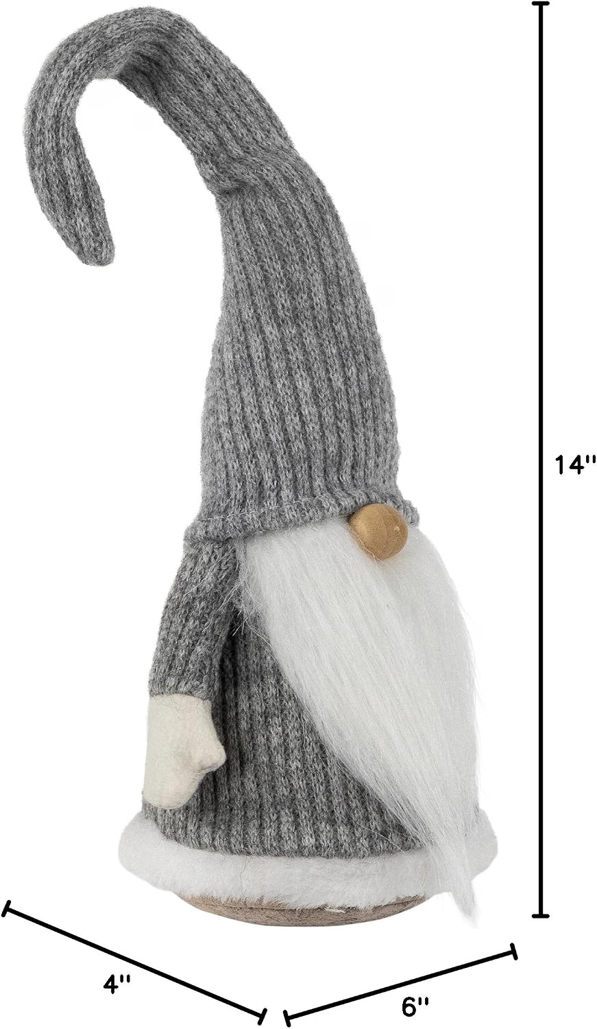 14" Gray and White Standing Christmas Gnome Tabletop Decor