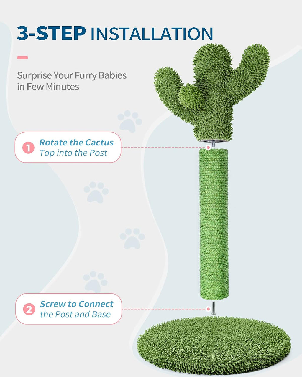 Made4Pets Cactus Cat Scratching Post, 25.6" with Plush Ball