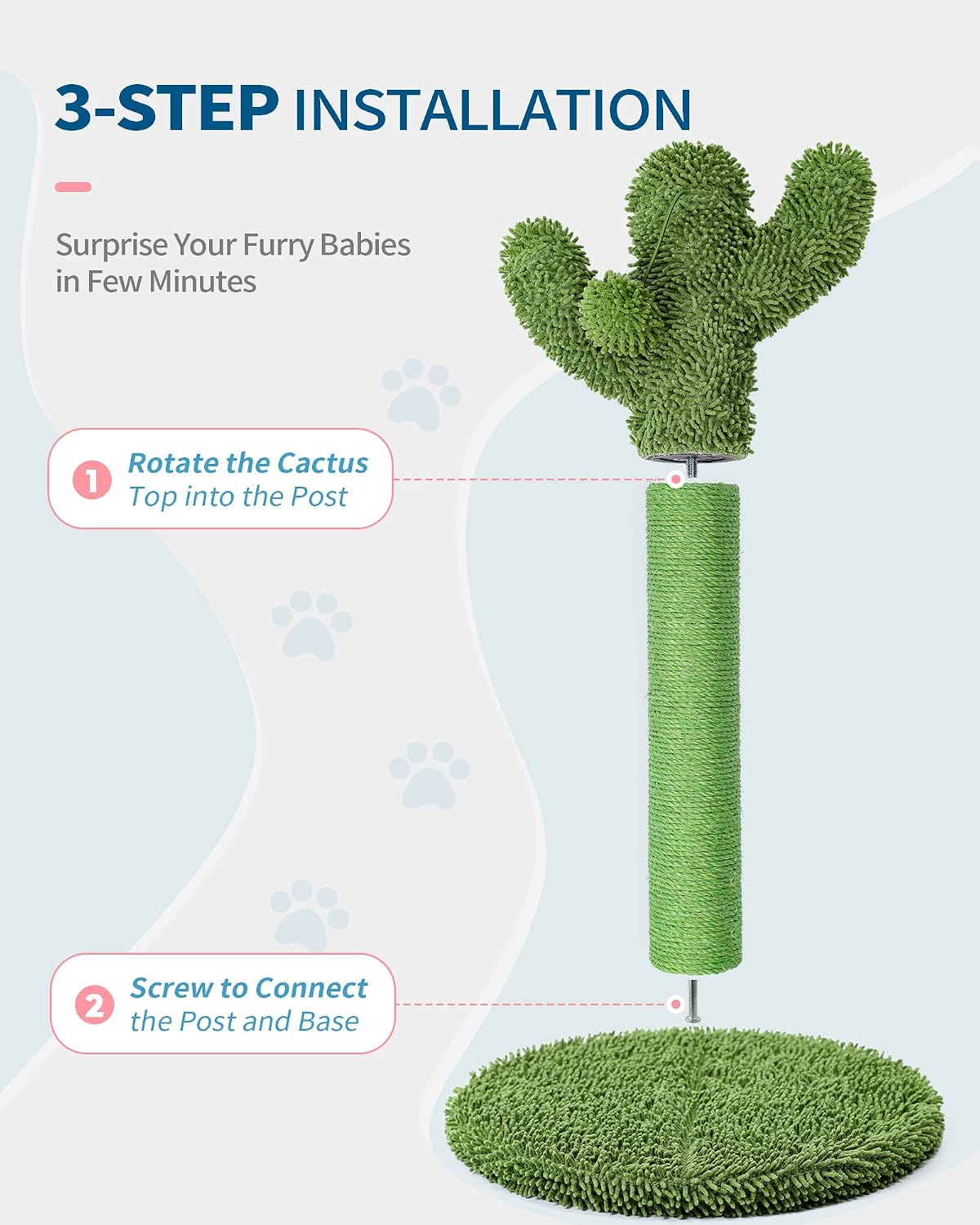 Made4Pets Cactus Cat Scratching Post, 25.6" with Plush Ball
