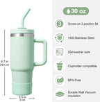FlowOne Tumbler with Handle and Straw Lid 30 Oz– Insulated Stainless Steel Travel Mug – BPA-Free, Leakproof, Dishwasher Safe – Hot and Cold Drinkware – Car Cup Holder Fit