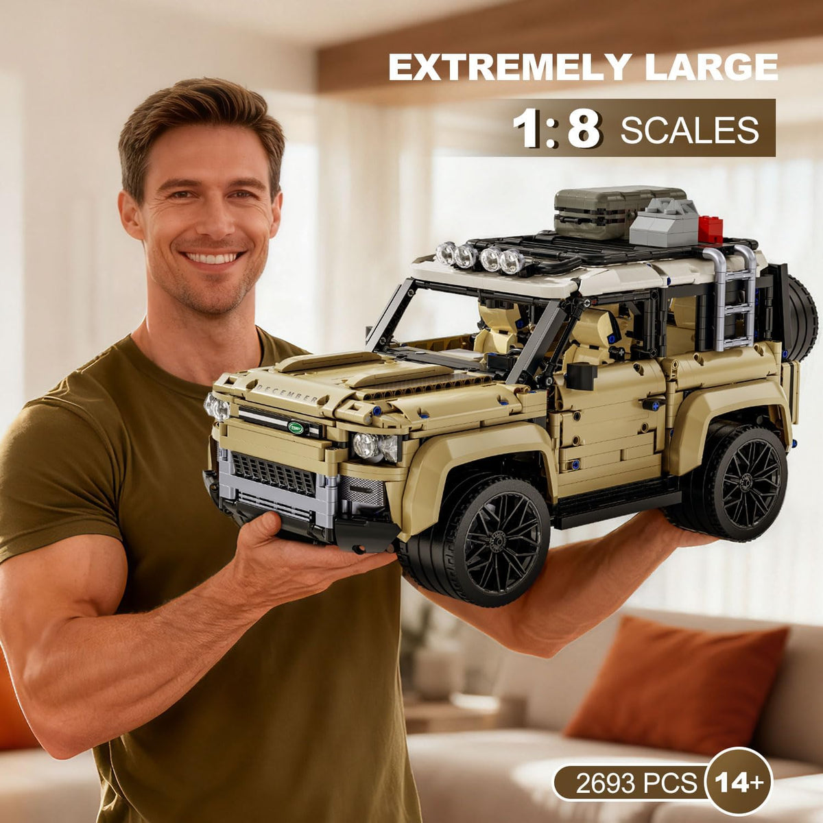 1:8 Off-Road Car Building Blocks, 2,693-Piece 4x4 SUV Rover Model Kit