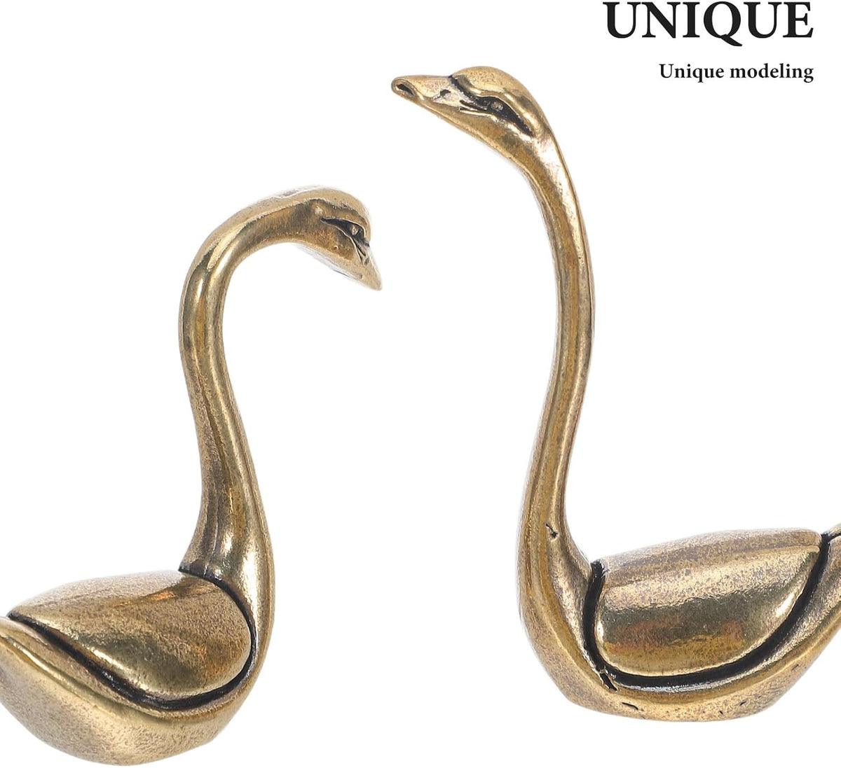 2pcs Antique Swan Figurines: Brass Swan Statues, Decorative Animal Centerpiece Ornaments for Coffee Table, Office or Living Room