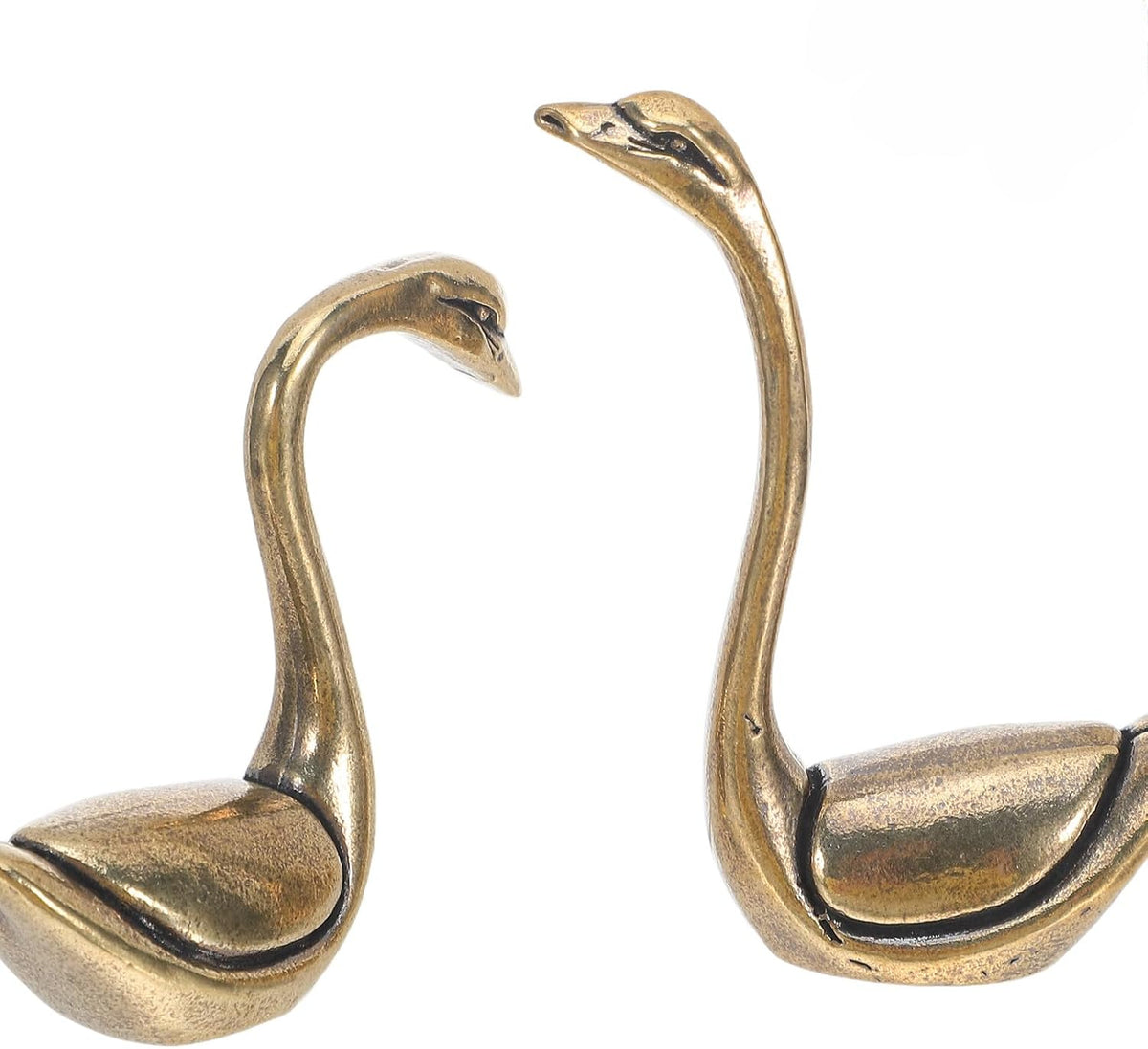 2pcs Antique Swan Figurines: Brass Swan Statues, Decorative Animal Centerpiece Ornaments for Coffee Table, Office or Living Room