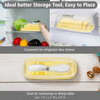 Small Butter Dish with Lid & Knife, Clear Plastic Butter Keeper for Countertop & Refrigerator