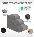 Made4Pets Dog Stairs Ramp, 15.7" 3-Step Foam Pet Steps, Grey