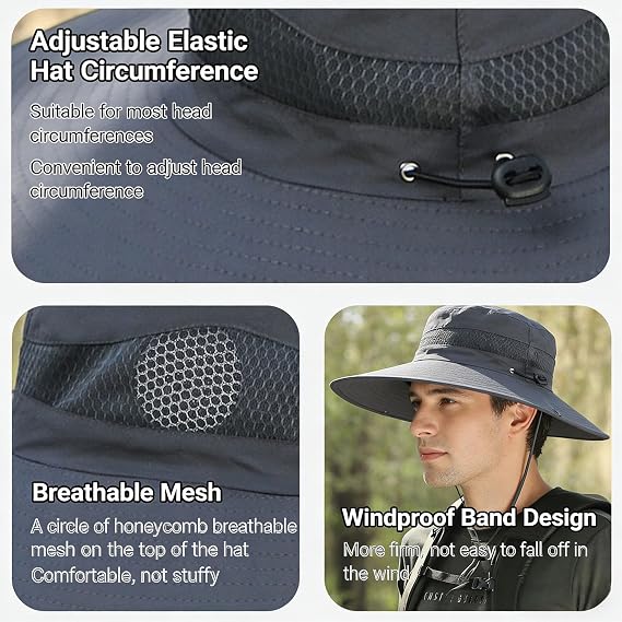 Solar Fan Hat, Wide Brim Sun Hat with Fan, 3 Speed Cooling Airflow for Fishing Camping Hiking Gardening Beach Travel