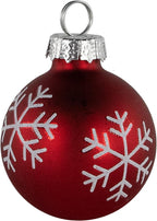 Christmas Glass Ball Ornament with Snowflake Place Card Holders - 2" - Red - Set of 6