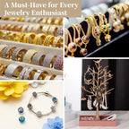 Tree Jewelry Rack with Wood Tray, Bird Jewelry Stand for Rings, Earrings, Necklaces & Bracelets