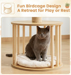 Modern 30" Cat Tree, Hand-Woven Basket Condo with Scratching Post