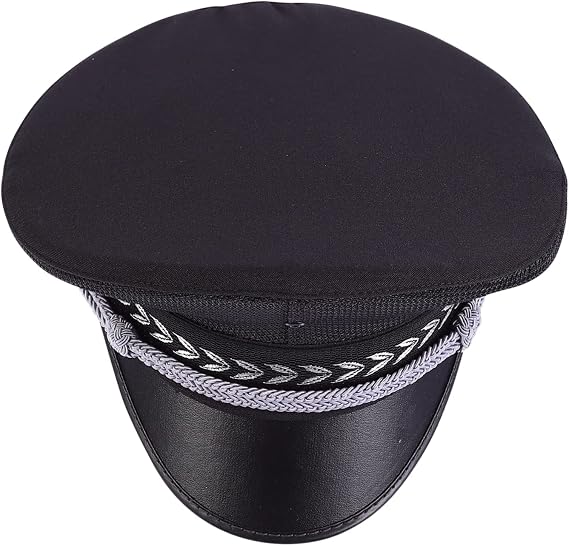 Wide Brim Guard Hat for Stage Performance Props, Black Cotton Polyester Fabric, Hat Brace with Mesh Design, Lightweight Summer Wear, Simple Classic Style
