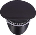 Wide Brim Guard Hat for Stage Performance Props, Black Cotton Polyester Fabric, Hat Brace with Mesh Design, Lightweight Summer Wear, Simple Classic Style