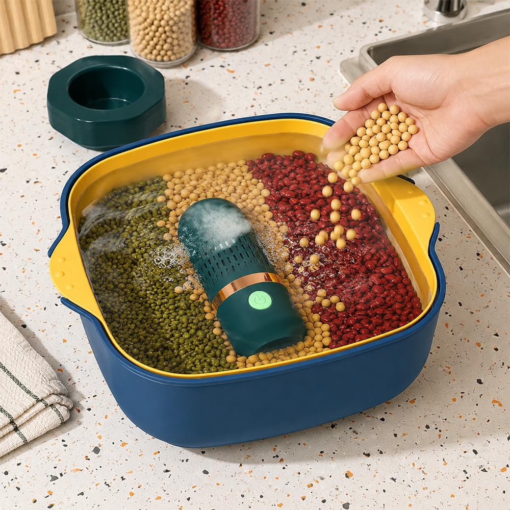 Portable Food Cleaning Device USB Rechargeable Washer for Kitchen Use (Green)