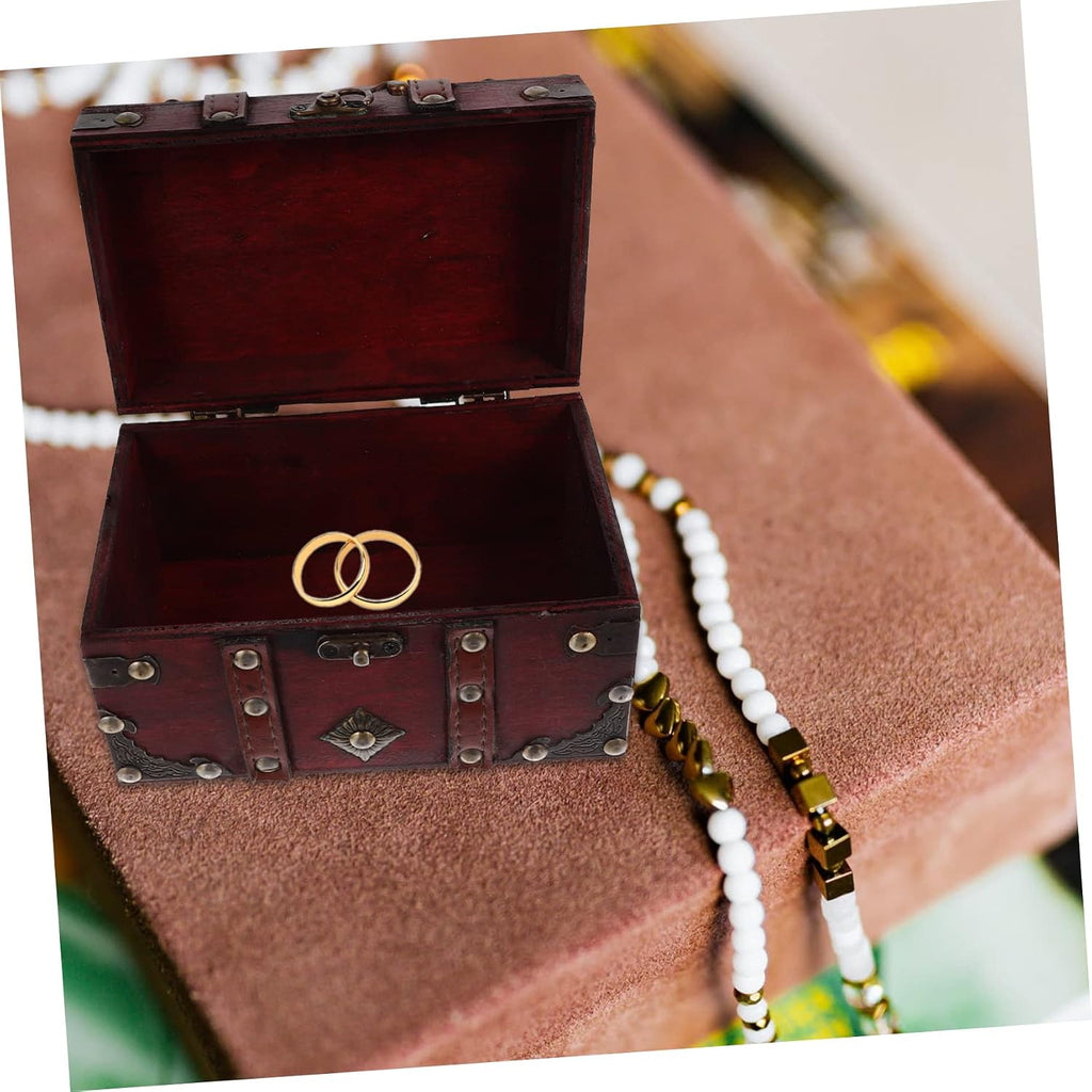 Wooden Jewelry Trinket Box Small Retro Storage Case for Decor Gift-ready Dust Protection, Vanity Tabletop or Retail Countertop Display, for Beads and Coins