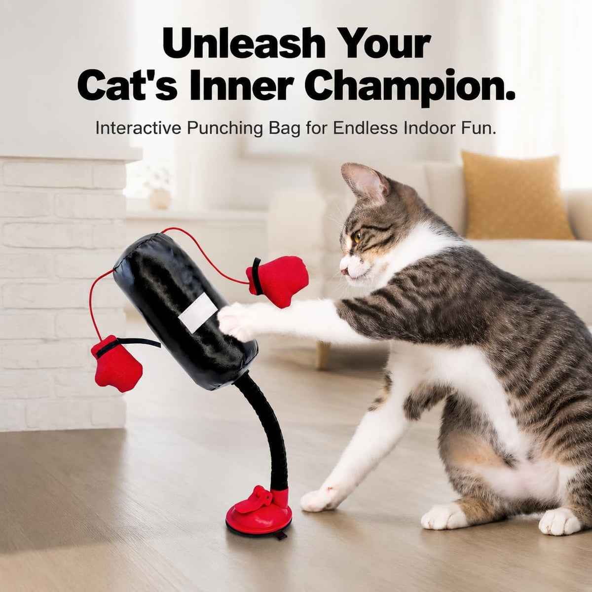 Cat Punching Bag Toy Interactive Suction Cup Toy For Indoor Cats (#3) Interactive cat boxing toy encourages active play and mental stimulation for indoor cats.