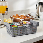 Commercial Dishwasher Rack, 8-Compartment Silverware Drying Basket with Drain Holes, Gray