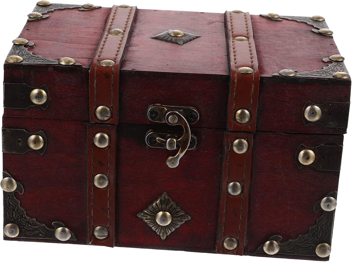 Wooden Jewelry Trinket Box Small Retro Storage Case for Decor Gift-ready Dust Protection, Vanity Tabletop or Retail Countertop Display, for Beads and Coins