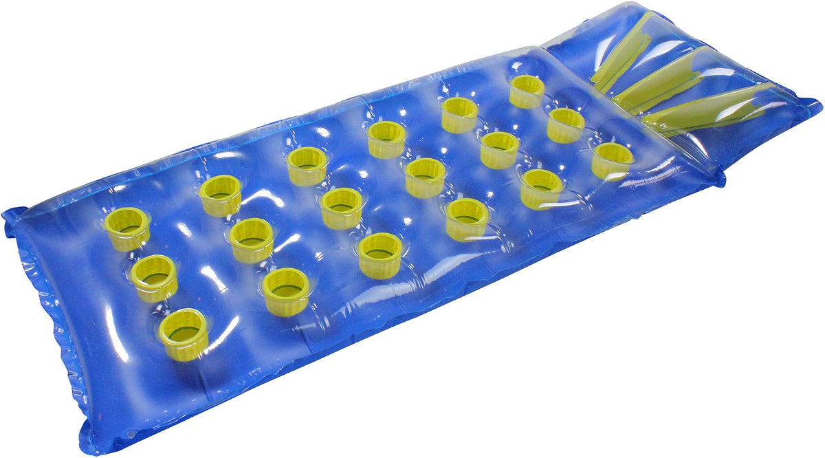 76" Blue and Yellow Inflatable 18-Pocket French Style Swimming Pool Air Mattress