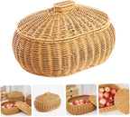 Rattan Woven Storage Basket Fruit Bin with Lid, Large Capacity Natural Decorative Design for Home Organization, Lightweight Strong Construction, for Snacks