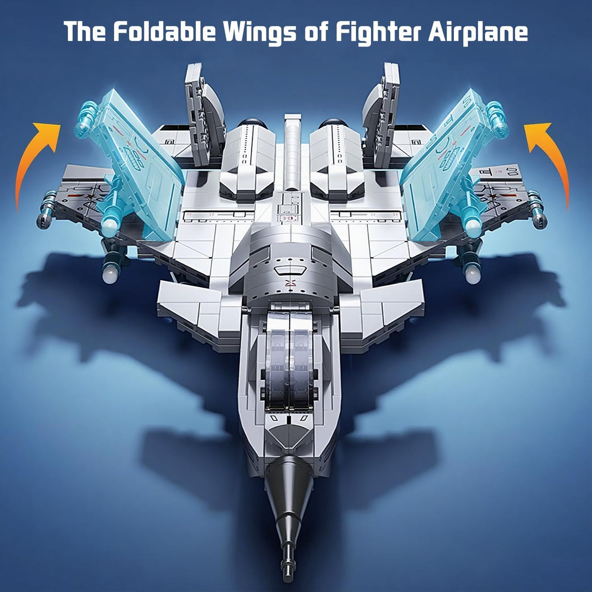 Military Fighter Jet Building Set, 577-Piece Aircraft Model Kit with Foldable Wings