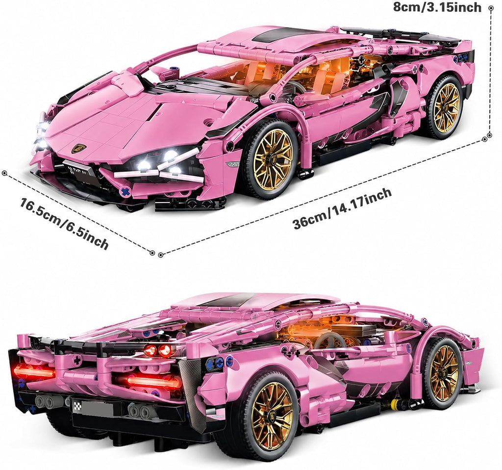 1:14 RC LED Racing Car Building Set, Model Kit for Adults & Boys