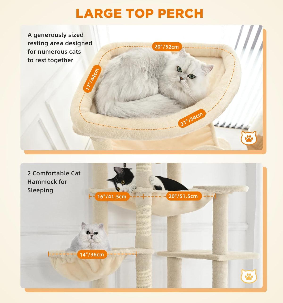 Made4Pets 71" Tall Cat Tree, Multi-Level Tower with Condo, Hammocks & Perches