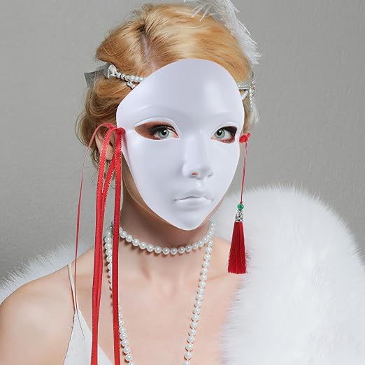 DIY Paintable White Mask Unfinished Hand Painting Mask Material for Cosplay Masquerade Costume Party and Fashion Shows for Creative Decoration and Design
