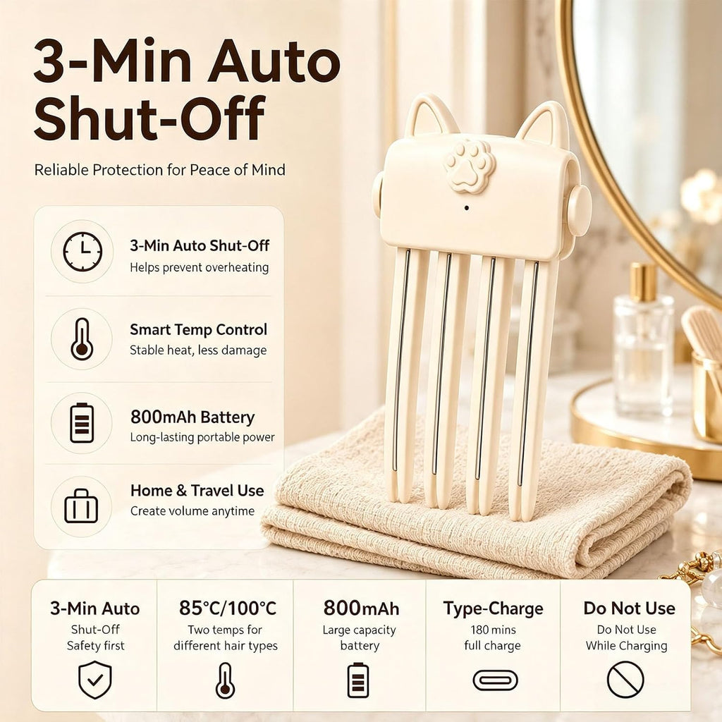 Root Lifter Hair Clip Heated Styling Tool For Hair Volume (Off White) Adds Lift At Hair Roots For Fuller Looking Styles, Ideal For Fine And Thick Hair