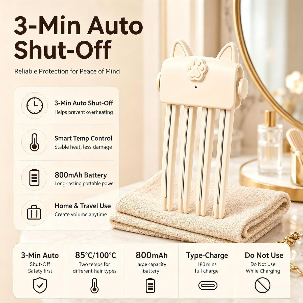 Root Lifter Hair Clip Heated Styling Tool For Hair Volume (Off White) Adds Lift At Hair Roots For Fuller Looking Styles, Ideal For Fine And Thick Hair